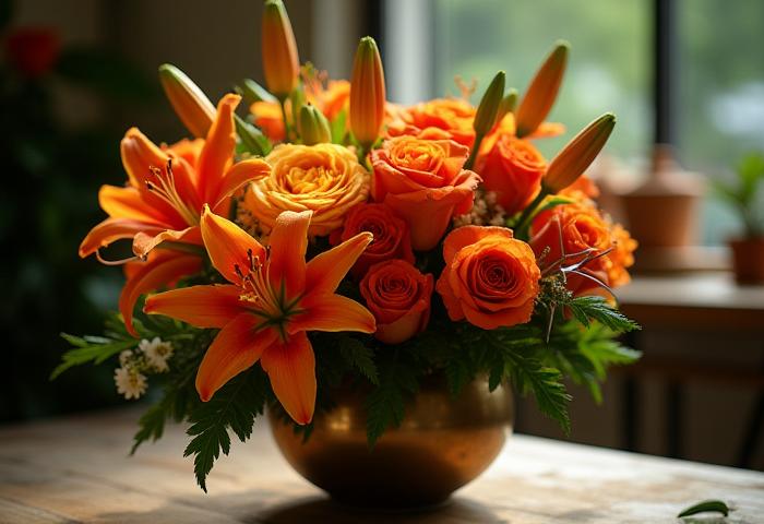 Flores frescas y un florero artesanal que encapsulan la inspiración para Jaguar Lily